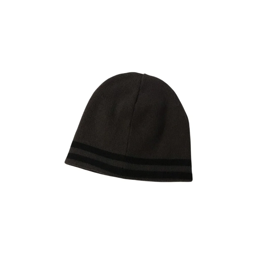 Nike Youth Beanie Hat Black Two Stripe Logo Winter Knit‎ Cap